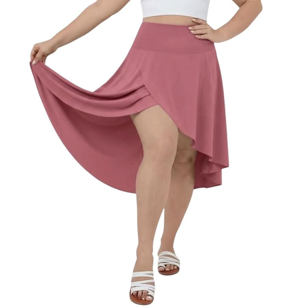 Halara Wrap Skort Women's Med Pink Hi Low Athletic Built In Shorts Cruise Resort